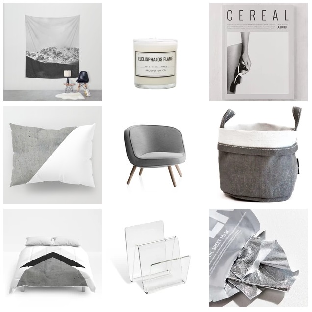 Gray aesthetic bedroom moodboard