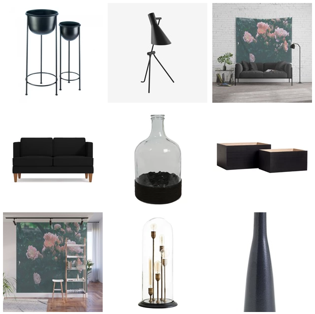 Living room. Black accent items
