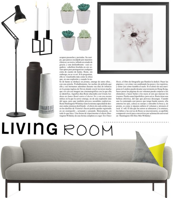 Gray sofa neon yellow pillow nordic decor layout