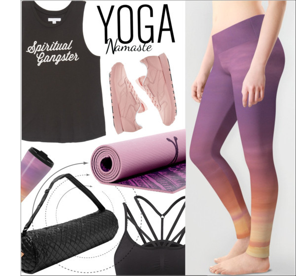 Purple black yoga look layout