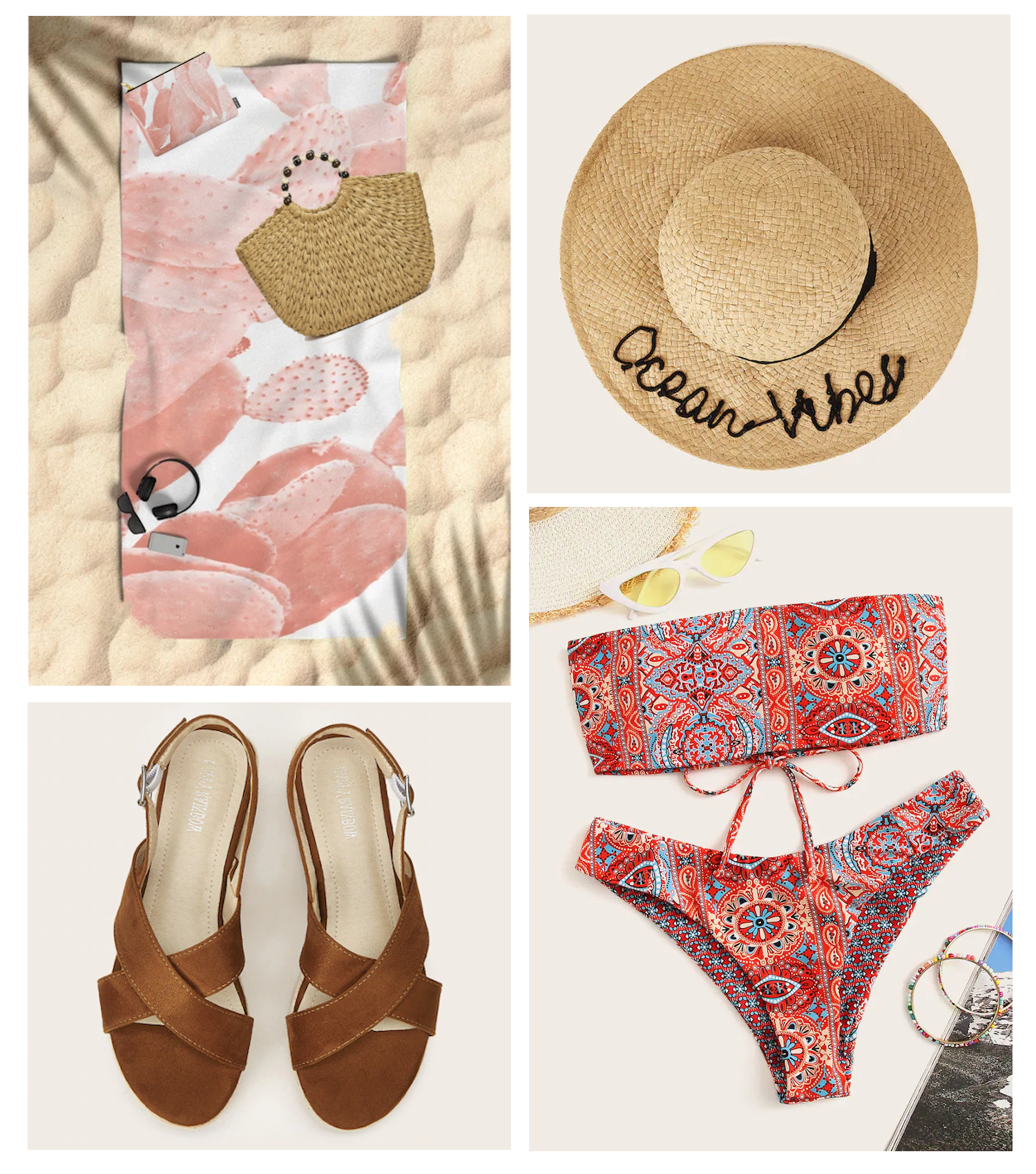 0729 ootd boho beach outfit with straw accessories