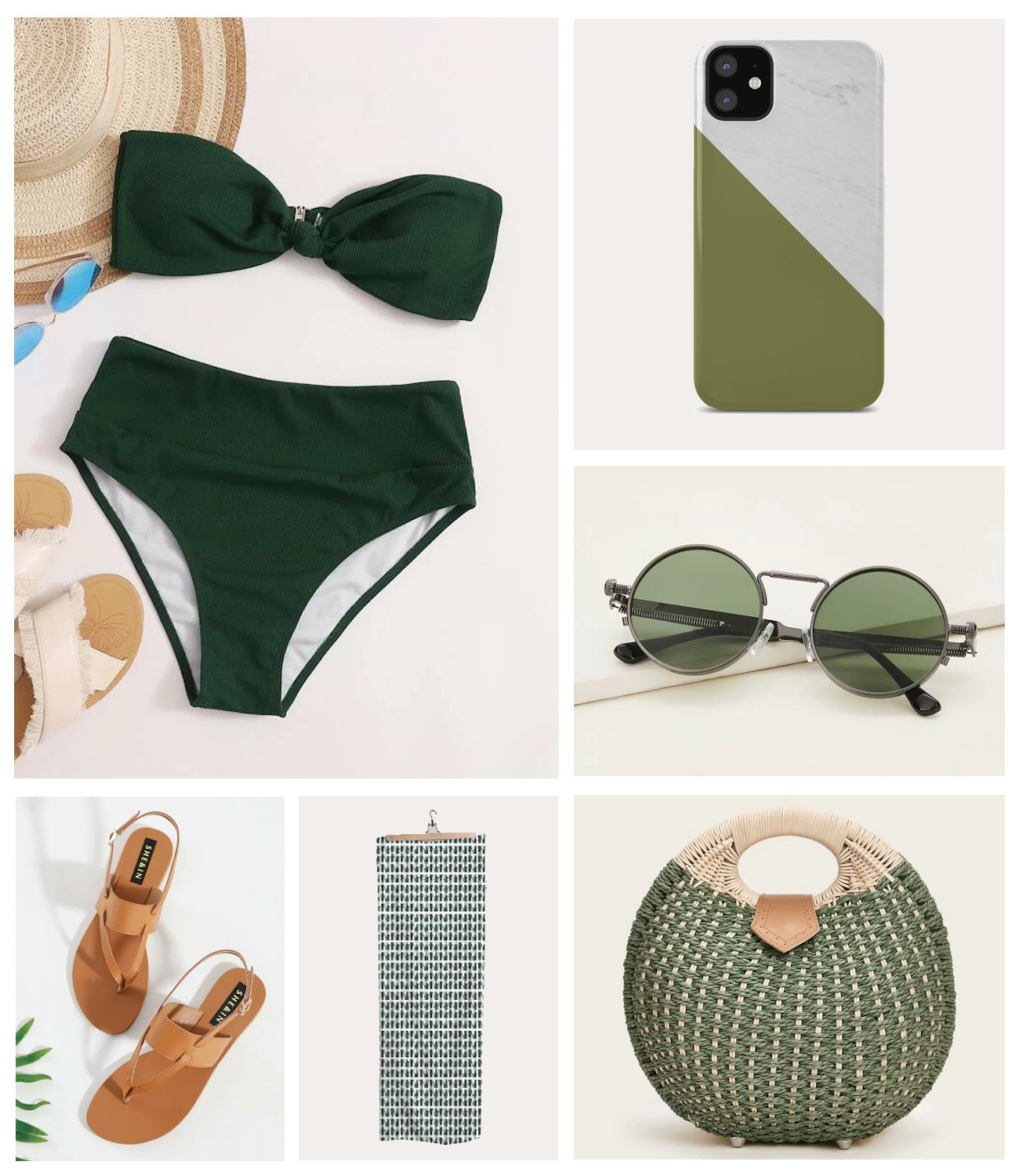 OOTD Beach essentials in green - Green bikini and swimsuit ideas