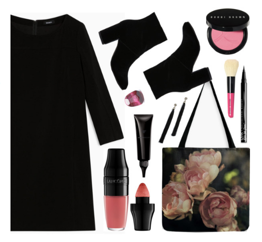 OOTD Black Dress vs Pink Roses - fashion set by Joanna_ARTbyJWP via polyvore.com